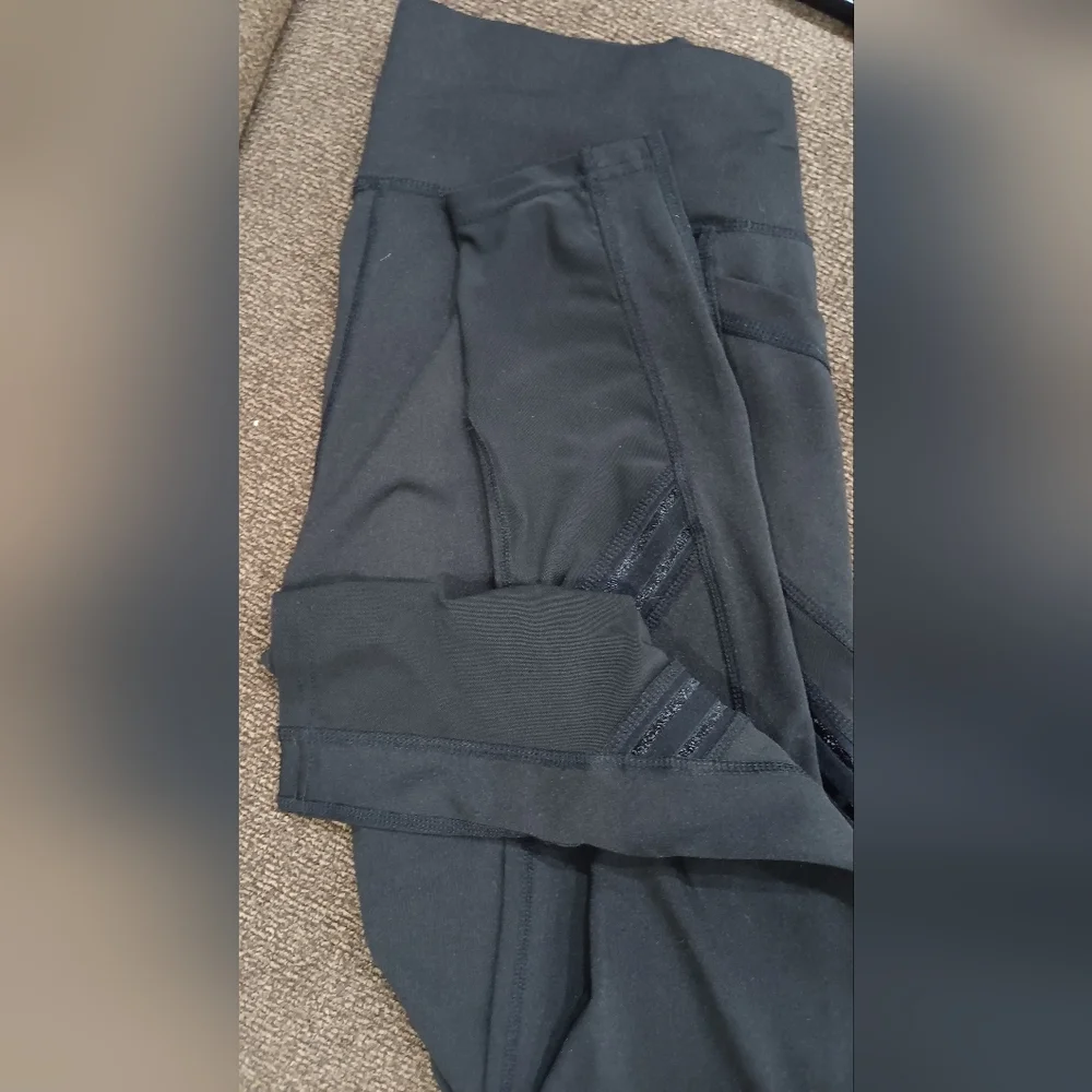 Rag Yoga Pants Black Leggings Women's Large Pockets Ankle Mesh Active Wear - Picture 6 of 8